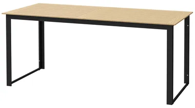 Produktbild von Gartentisch Metall 175x78 cm Wetterfest Balkontisch mit Holzoptik, rutschfest Esstisch Schwarz