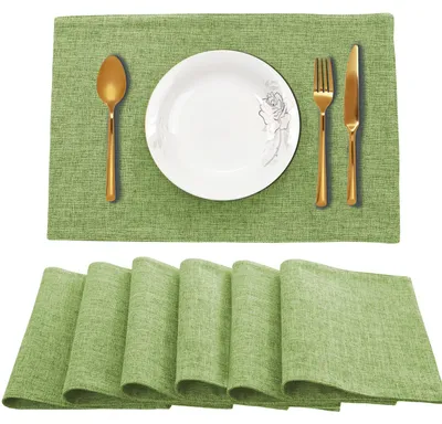 6er-Set Leinen Platzsets Grün 45×30 cm