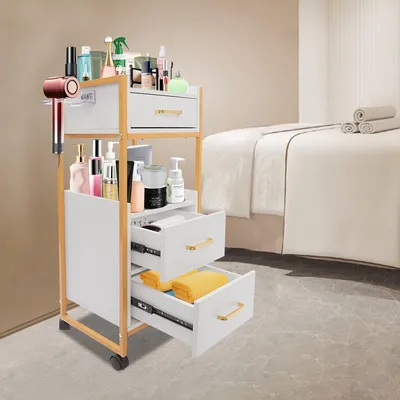 Produktbild von Friseureimer – Friseurwagen – Werkwagen – Salonwagen – Beauty-Trolley – 3 Schubladen – Räder mit Bremse