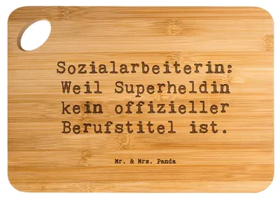 Produktbild von Mr. & Mrs. Panda Schneidebrett Spruch Sozialarbeiterin Heldin - Transparent - Geschenk, Holzbrett, Obdachlosenhilfe, kreative Geschenke, Geduld, schneidbrett, Berufe