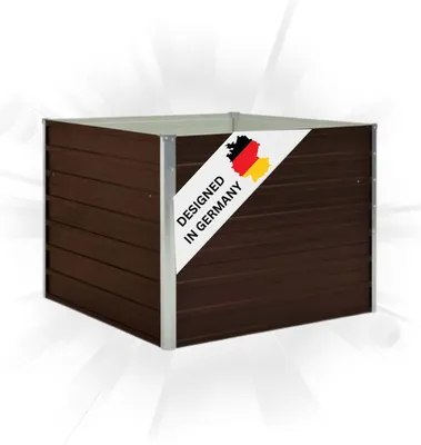 Produktbild von DELUKE® Hochbeet für Garten EMIL Quadrat Braun | 100x100x77cm | Verzinkter Stahl | Wetterfest | Gartenbeet Kräuterbeet Blumenbeet Beet hoch Frühbeet für Garten Gemüsebeet