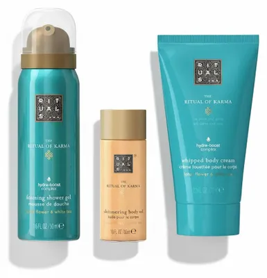 Produktbild von RITUALS... THE RITUAL OF KARMA Easter Giftset-1x The Ritual of Karma Shimmering Body Oil 30ml-1xThe Ritual of Karma Body Cream 70ml-1x The Ritual of Karma Foaming Shower Gel 50ml