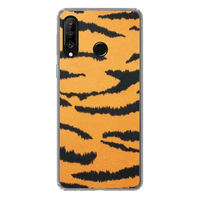 Produktbild von MuchoWow® Handyhülle Schutzhülle Hülle für Huawei P30 Lite Tigerdruck - Braun - Orange Silikon Softcase Handy Hülle - Handyhülle