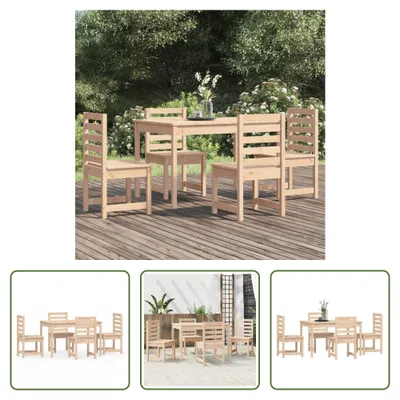 Produktbild von The Living Store 5-tlg. Garten-Essgruppe Massivholz Kiefer