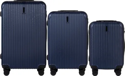 Produktbild von WINGS EGRET Koffer-Set 3er, dunkelblau ABS Teleskopgriff 4 Rollen