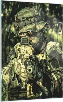 Produktbild von Bilder auf glas - Einteilig - Soldat Gewehr - 70x100cm - Glasbilder - Wandbilder - Bilder - zum Aufhängen bereit - Wanddekoration aus Glas - Glas Bilder - Wandbild auf Glas - GPA70x100-3945