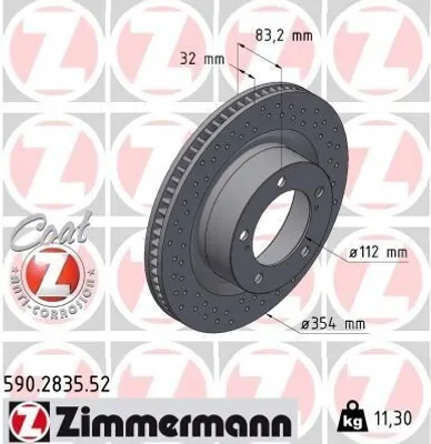 Produktbild von 2x ZIMMERMANN Bremsscheibe 590.2835.52 für TOYOTA LAND CRUISER (VDJ20_ UZJ20_)