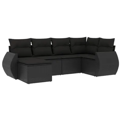 Produktbild von 6-tlg. Garten-Sofagarnitur mit Kissen Schwarz Poly Rattan