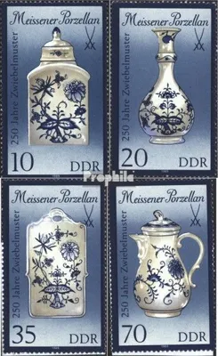 Produktbild von Briefmarken DDR 1989 Mi 3241II-3244II (kompl.Ausg.) postfrisch Meißner Porzellan (III)
