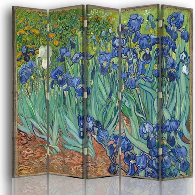Produktbild von Legendarte - Paravent - Raumteiler Schwertlilien - Vincent Van Gogh cm. 180x180 (5 Paneele)