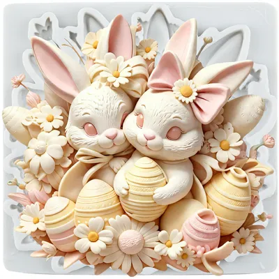 Silikonform Osterhase 8x8 cm für Schokolade, Fondant, Kuchen Dekoration