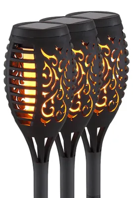 Produktbild von 3er Set LED Solar-Steckleuchte, Stanzungen, schwarz, H 49,5 cm