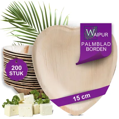 Palmblatt Einwegteller Herzform 15 cm, 200 Stück, plastikfrei