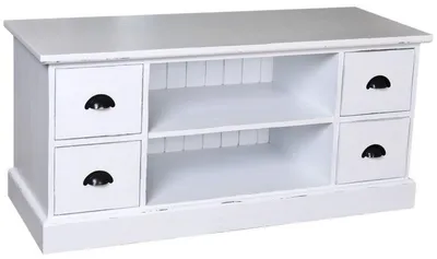 Zdjęcie produktu dla Komoda Casa Padrino w stylu rustykalnym, idealna jako szafka RTV, w stylu antycznym, kolor biały, wymiary: 129 x 50 x 60 cm