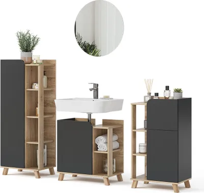 Produktbild von Badmöbel-Set Vicco Karen Sonoma/Anthrazit 4 Teile, Model 47293