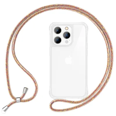 Produktbild von Hülle mit Band für iPhone 15 Pro Handyhülle Umhänge Case Handy Kette Kordel Seil Regenbogen