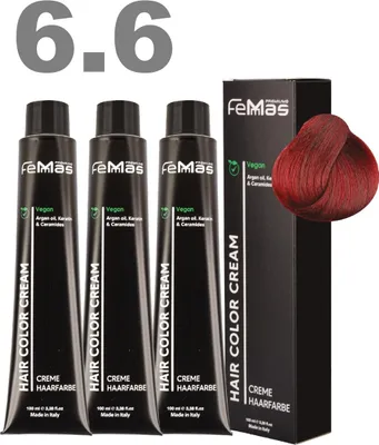 Produktbild von FemMas Haarfarbe mit Arganöl Dunkelbl. Rot 6.6 I 3 x100 ml
