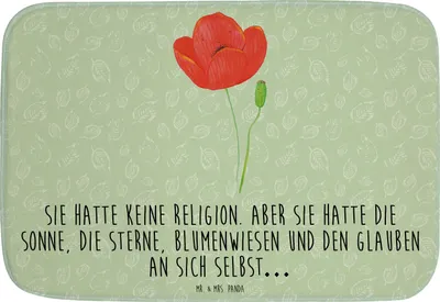 Produktbild von Mr. & Mrs. Panda Badezimmerteppich Blume Mohnblume - Blattgrün - Geschenk, Respekt, Religion, Glaube, Badteppich, Motivation, Badvorleger, Garten, badezimmermatte, Mohn