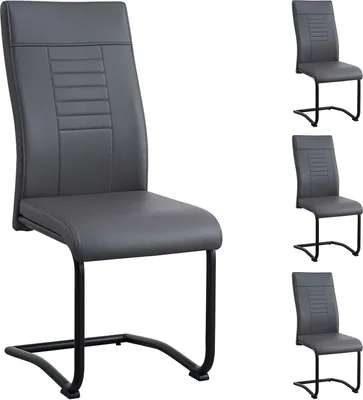 Produktbild von Esszimmerstuhl LOANO in grau 4er-Set, mit Schwinggestell aus Metall, Sitzschale gepolstert und mit Kunstleder bezogen, Schwingstuhl gepolstert