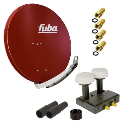 Produktbild von FUBA SAT Anlage DAA 850 R ALU Rot PremiumX Twin Monoblock 4x F-Stecker 2x Tülle