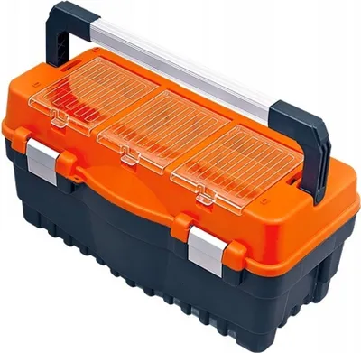 Produktbild von Werkzeugkoffer mit Organizer, 59,5 x 32,8 x 28,9 cm, Orange-Schwarz, Kunststoff, Werkzeugkoffer, Werkzeugkiste