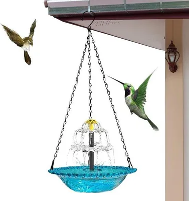 Produktbild von Vogelbadeinheit - Wasserfontäne Vogel - Vogelattraktiv - Solarbetriebener - 46x235x235cm - Blau