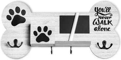 Image de Porte-manteau en bois pour chiens et animaux de compagnie, blanc vintage