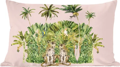 Produktbild von MuchoWow® Zierkissen Sofakissen Wohnzimmer Dekokissen 60x40 cm Dschungel - Tiere - Bäume - Kopfkissen - Polster mit Foto