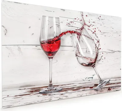 Produktbild von Küchenrückwand Spritzschutz Glas mit Motiv Rotweingläserfall 40 x 40 cm