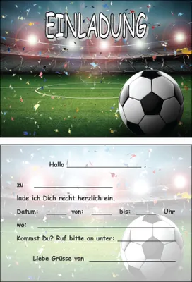 Produktbild von 8 Einladungskarten Kinder Geburtstag Einladungen Fussball Soccer Stadion Ball Bälle