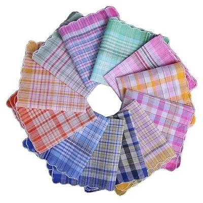 Zdjęcie produktu dla Chusteczki bawełniane w kratkę 28X28 cm dla mężczyzny damskie 6 sztuk