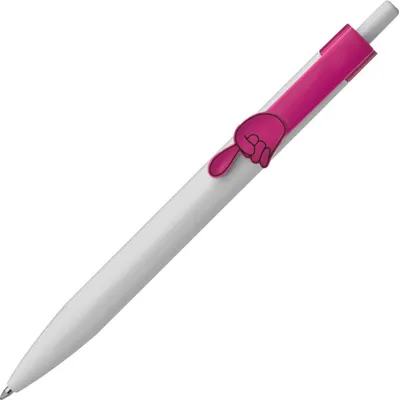 Produktbild von 10x Druckkugelschreiber / "Fingerzeig" / Clipfarbe: pink