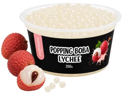 Produktbild von BubbleJoy Popping Boba Litschi 350 g Fruchtperlen für Bubble Tea