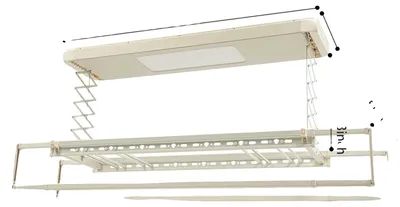 Obrázek produktu pro Elektrický teleskopický sušák na prádlo, stropní, nastavitelná délka 130-215 cm, nosnost 35 kg, BÍLÝ, 8 ks