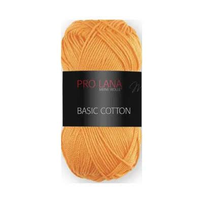 Produktbild von Pro Lana Basic Baumwolle uni 50 g/125m – dünne Wolle zum Häkeln und Stricken – 100% Baumwolle – Weiches Basic-Garn – Glänzend –  Standard 100 – Nadelstärke 3,0-3,5 28 hellorange