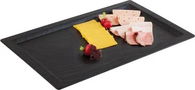 Produktbild von APS 83981 GN 1/1 Tablett SLATE, 53 x 32,5 cm, Höhe 1,5 cm, Melamin, schwarz, Schieferlook