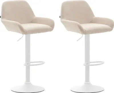 Produktbild von 2er Set Barhocker HLO-CP8 Stoff weiß creme