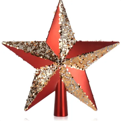Produktbild von COM-FOUR® Silberfarbene Christbaumspitze in Stern-Form - Weihnachtsbaumschmuck - Stern für die Weihnachtsbaum-Spitze - Christbaum-Schmuck aus Kunststoff