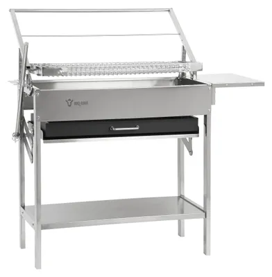 Obrázok produktu pre Gril BBQ-Toro s otočnou grilovací plochou (360°), vyrobený z nehrdzavejúcej ocele, rozmer 110 x 60 x 110 cm, s nastaviteľnou výškou nádoby na uhlie