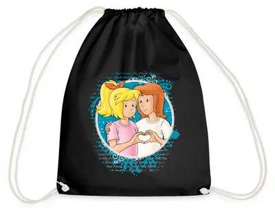 Produktbild von Spreadshirt Bibi Und Tina Zeichen Der Freundschaft Herz Turnbeutel, One size, Schwarz