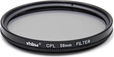 Produktbild von vhbw Universal Polarisationsfilter für Kamera Objektive mit 58mm Filtergewinde - Zirkularer Polfilter (CPL), Schwarz