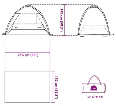Produktbild von vidaXL Strandzelt 2 Personen Seegrün Quick Release Wasserdicht