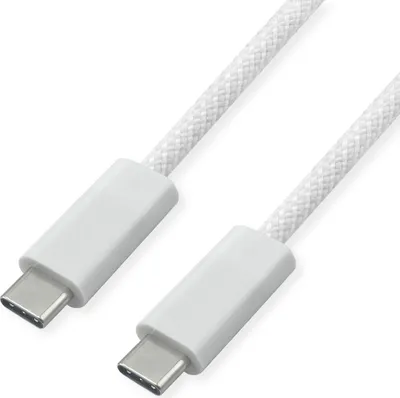 Produktbild von ROLINE USB4 Gen3x2 Kabel, C–C, ST/ST, 8K UHD-2, 40Gbit/s, 240W, weiß, 1 m