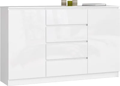 Obrázok produktu pre Komoda 160 cm so 4 zásuvkami a 2 dvierkami, príborník, skriňa, výška 99 cm