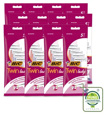 Produktbild von 12 x Bic Twin Lady Einwegrasierer mit Doppelklinge - Großpackung - 12 Stücke