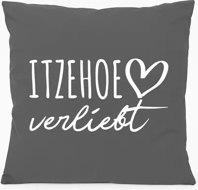 Produktbild von Huuraa Kissen Itzehoe verliebt 40x40cm mit Füllung Steel Grey Baumwolle Dekokissen Geschenkidee
