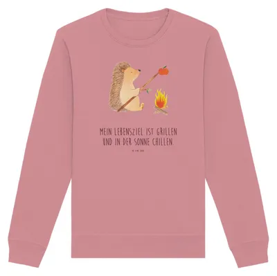 Produktbild von Mr. & Mrs. Panda Baumwoll Pullover Igel Grillen Größe S - Canyon Pink - Geschenk, Motivation, Sweatshirt, Nachhaltiger, Pulli, Sinn Des Lebens, Spruch, Lustige Sprüche