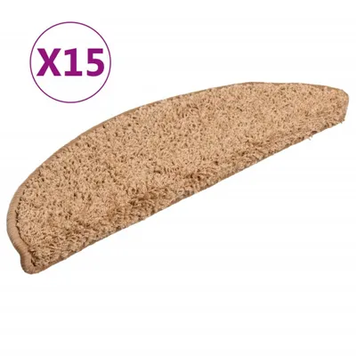 Produktbild von vidaXL Stufenmatten 15 Stk. 56x17x3 cm Beige Halbrund