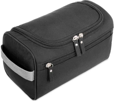 Produktbild von H&S Kulturbeutel für Damen & Herren - Wasserfeste Kosmetiktasche & Waschtasche mit 3 Fächern für Ihre Toilettenartikel - Kulturtasche mit Metallhaken