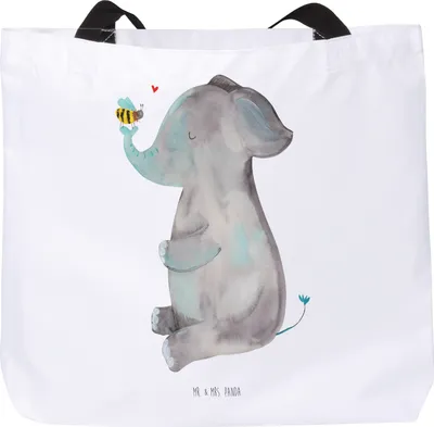 Produktbild von Mr. & Mrs. Panda Shopper Elefant Biene - Weiß - Geschenk, Tote Bag, Hochzeitsgeschenk, Liebe, Tasche, Strandtasche, Gute Laune, Liebesspruch, Liebesbeweis, Laptoptasche